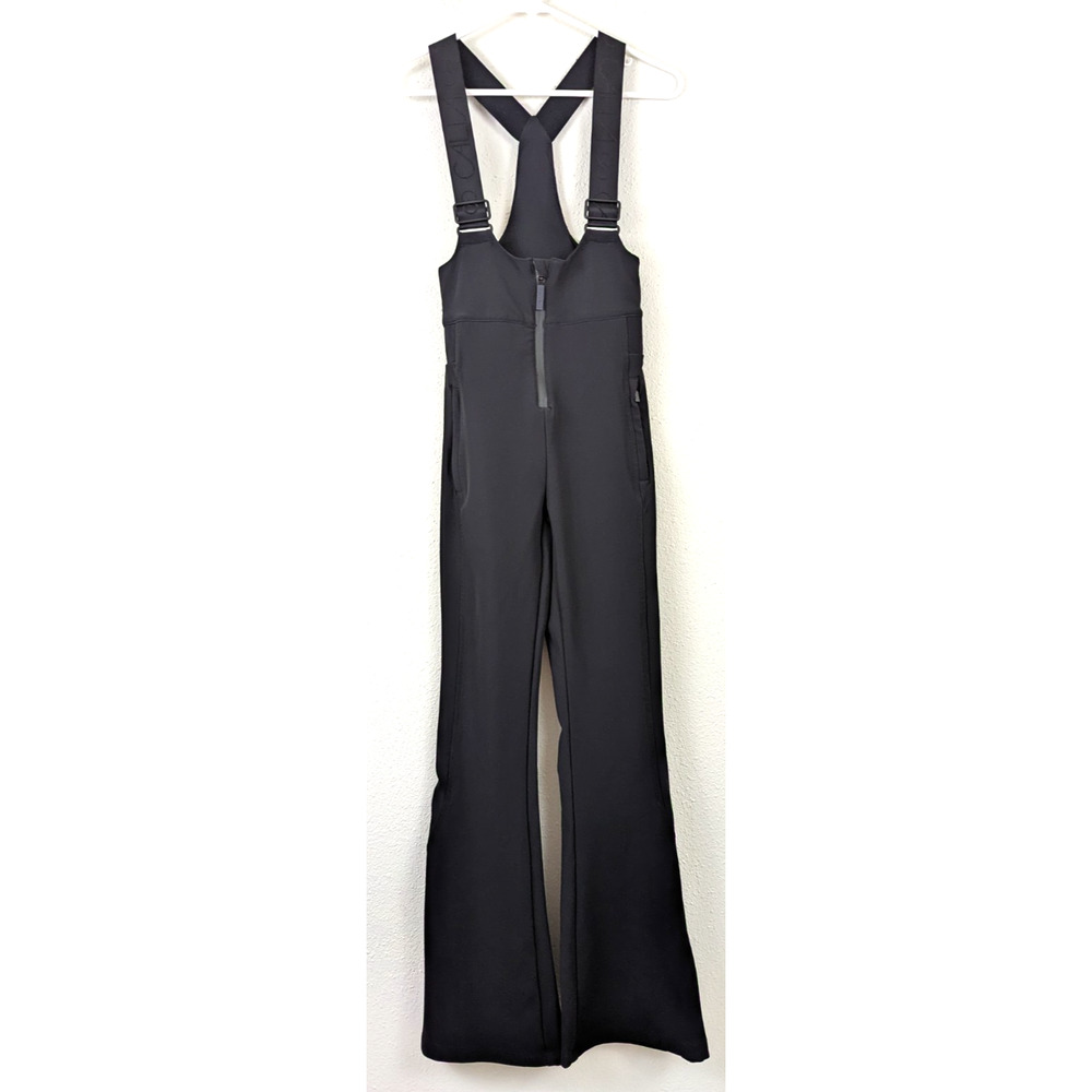 Black Women's Suspender Jumpsuit with Front Zip